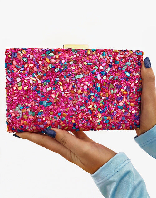 Clutch Pedrería Fucsia