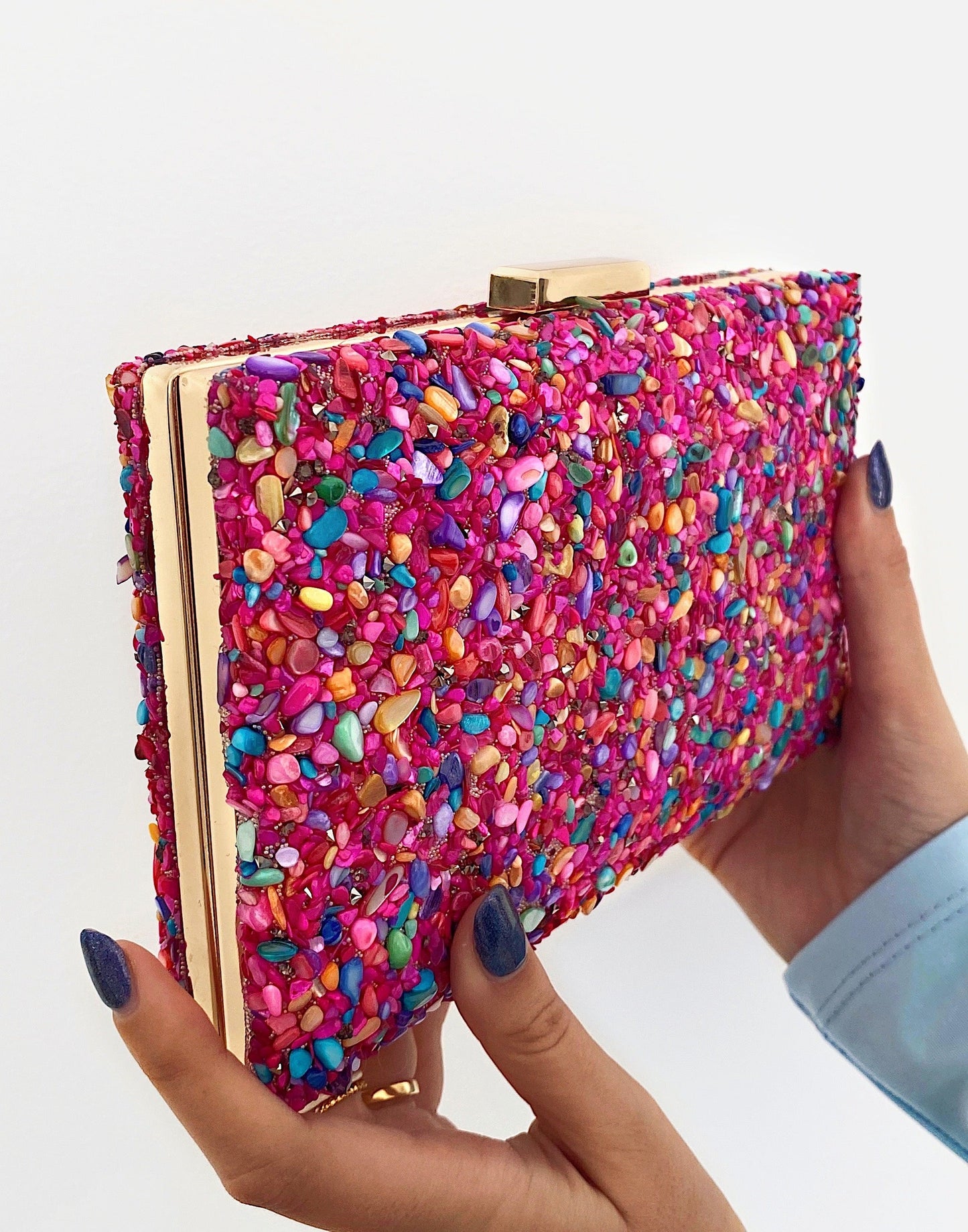 Clutch Pedrería Fucsia